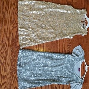 Pair of gold and silver dressy dresses for a little girl